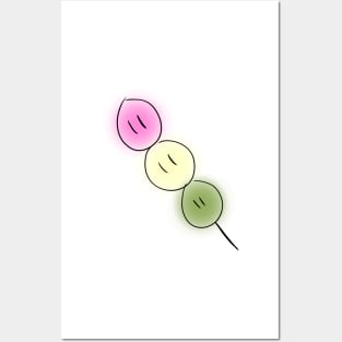 Big Dango family sweet Japanese mochi on pale blue background Posters and Art